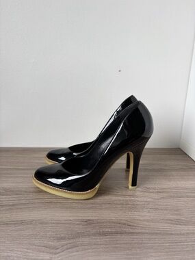 Gucci Heels Platform Black Patent Leather *VINTAGE* Authentic Sz 8.5 US❤️